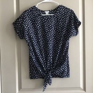 Short-Sleeve Tie Waist Floral Top